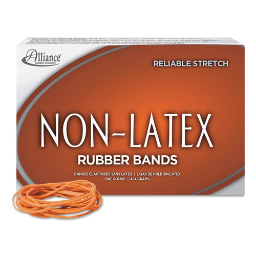 Alliance Rubber Non-Latex Rubber Bands, Size 19, 0.04" Gauge, Orange, 1 lb Box, 1,440/Box