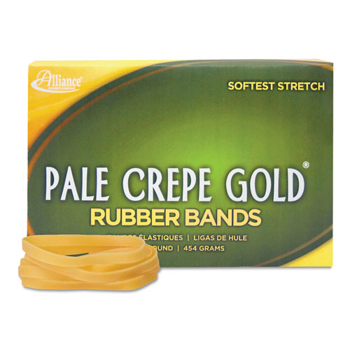 Alliance Rubber Pale Crepe Gold Rubber Bands, Size 64, 0.04" Gauge, Crepe, 1 lb Box, 490/Box