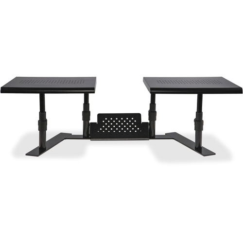 Allsop Dual Monitor Stand, Steel, 32"Wx14"Dx6-1/10"-8-2/5", Black