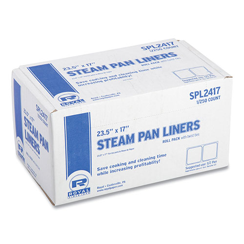 Amercare Steam Pan Liners With Twist Ties, For 1/2 Pan Sized Steam Pans, 0.02 mil, 17" x 23.5", 250/Carton
