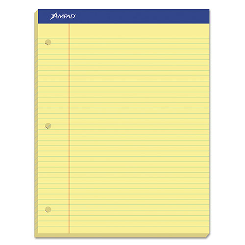 Ampad Double Sheet Pads, Wide/Legal Rule, 100 Canary-Yellow 8.5 x 11.75 Sheets