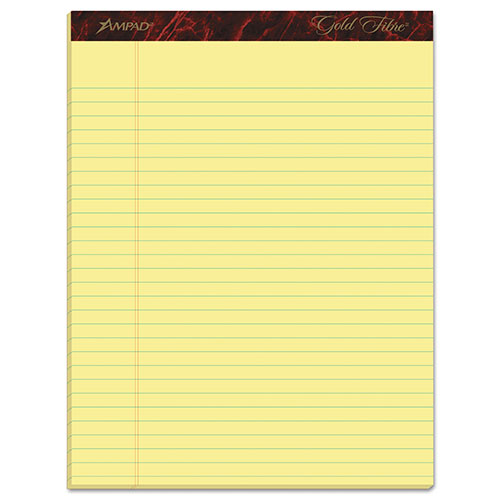 Ampad Gold Fibre Quality Writing Pads, Wide/Legal Rule, 50 Canary-Yellow 8.5 x 11.75 Sheets, Dozen