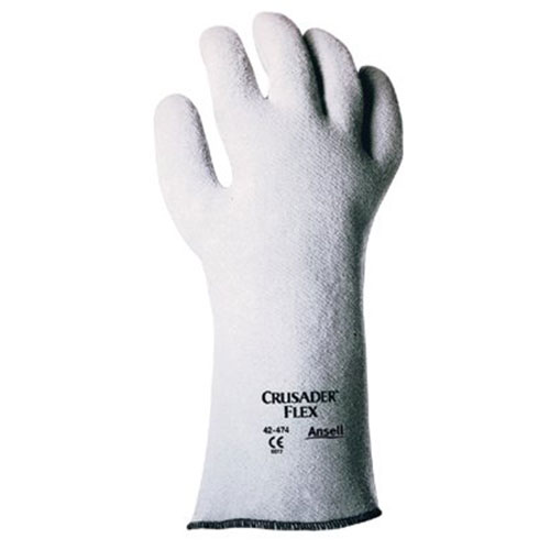 Ansell Crusader Flex Hot Mill Gloves, Nitrile-Coated Non-Woven Felt, Light Gray, Sz 9