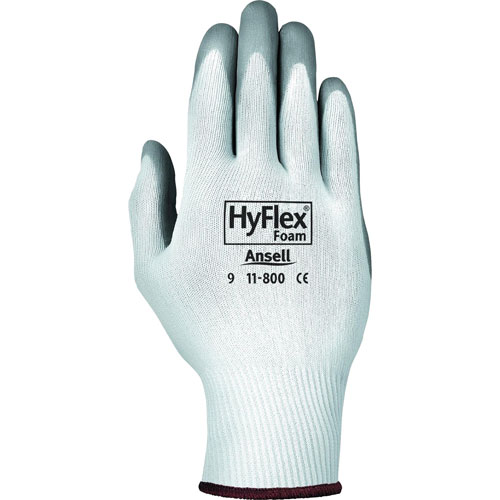 Ansell Safety Gloves, Nitrile Foam Coating, Large, Gray/White