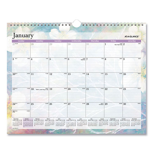 At-A-Glance Dreams Monthly Wall Calendar, Dreams Seasonal Artwork, 15 x 12, Multicolor Sheets, 12-Month (Jan to Dec): 2024