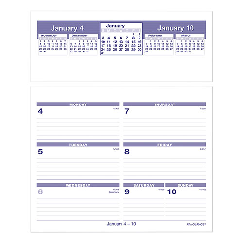 At-A-Glance Flip-A-Week Desk Calendar Refill, 7 x 6, White Sheets, 12-Month (Jan to Dec): 2024