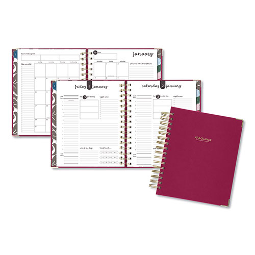 At-A-Glance Harmony Daily Hardcover Planner, 8.75 x 7, Berry Cover, 12-Month (Jan to Dec): 2024