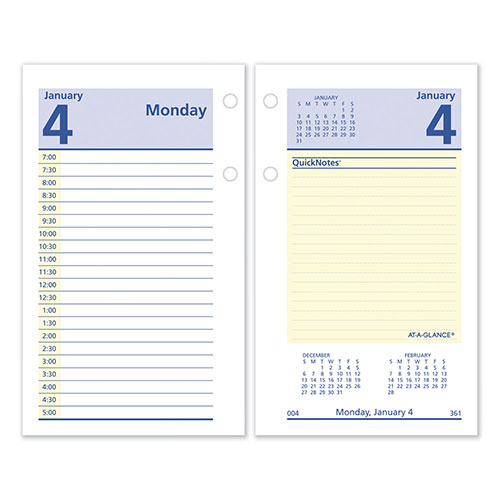 At-A-Glance QuickNotes Desk Calendar Refill, 3.5 x 6, White/Yellow/Blue Sheets, 12-Month (Jan to Dec): 2024