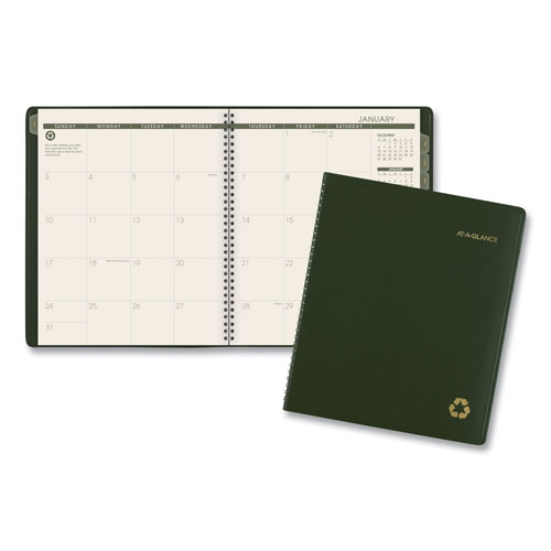 At-A-Glance Recycled Monthly Planner, 11 x 9, Green Cover, 13-Month (Jan to Jan): 2024 to 2025