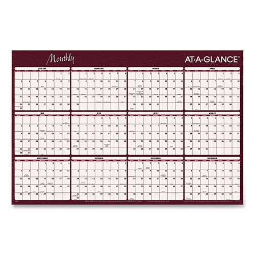 At-A-Glance Reversible Horizontal Erasable Wall Planner, 48 x 32, Assorted Sheet Colors, 12-Month (Jan to Dec): 2024