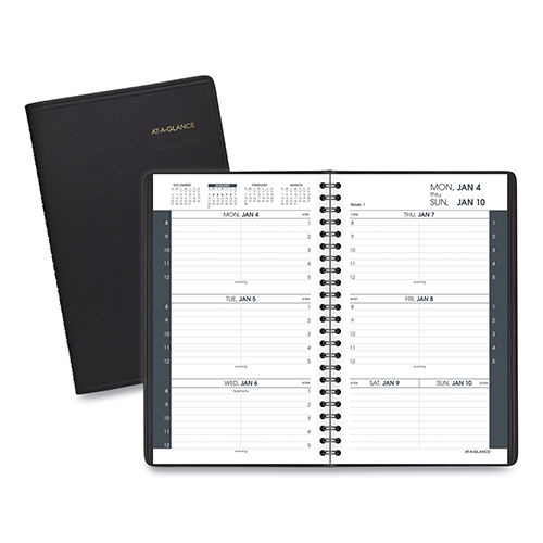 At-A-Glance Weekly Block Format Appointment Book Ruled for Hourly Appointments, 8.5 x 5.5, Smooth Black Cover, 12-Month(Jan to Dec): 2023