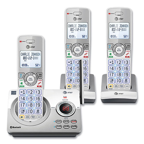 AT&T Connect to Cell DL72310 Cordless Telephone, Base and 2 Additional Handsets, White/Silver