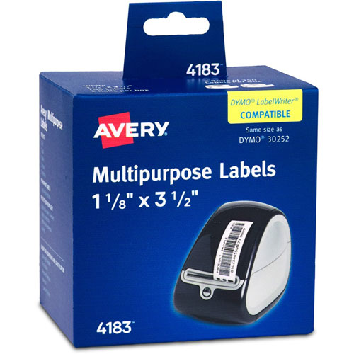 Avery Address Labels, Adhesive, 1-1/8"X3-1/2" , 700/Bx, White