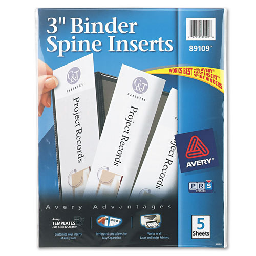 Avery Binder Spine Inserts, 3" Spine Width, 3 Inserts/Sheet, 5 Sheets/Pack