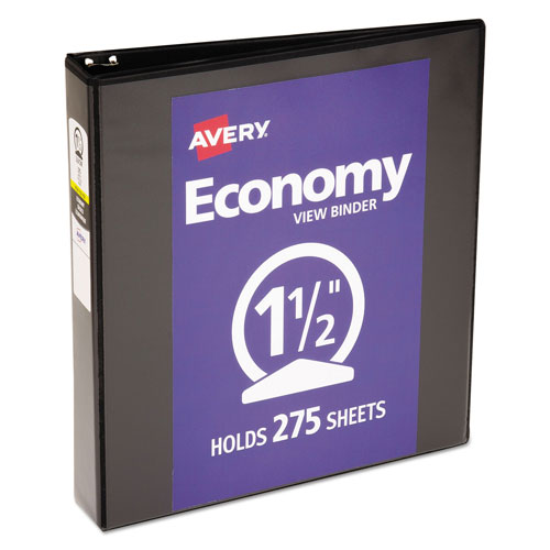 Avery Economy View Binder with Round Rings , 3 Rings, 1.5" Capacity, 11 x 8.5, Black