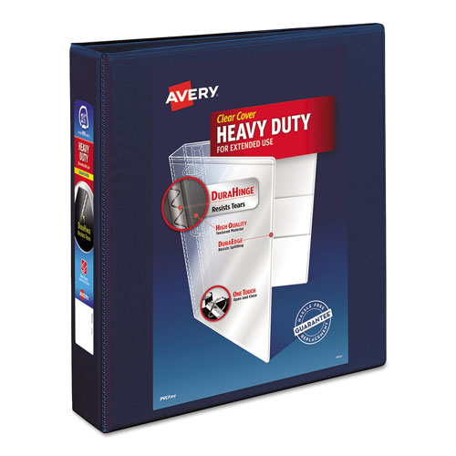 Avery Heavy-Duty View Binder with DuraHinge and One Touch EZD Rings, 3 Rings, 1.5" Capacity, 11 x 8.5, Navy Blue