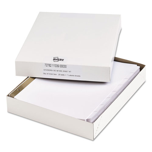 Avery Index Dividers with White Labels, 8-Tab, 11.5 x 9.75, White, 25 Sets