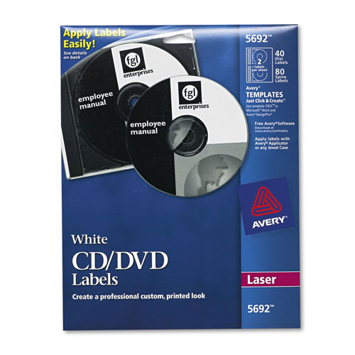 Avery Laser CD Labels, Matte White, 40/Pack