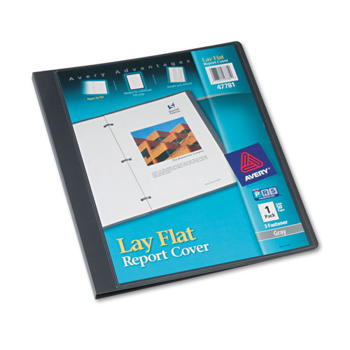 Avery Lay Flat View Report Cover with Flexible Fastener, Letter, 1/2" Cap, Clear/Gray