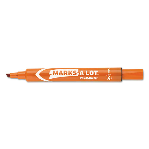 Avery MARKS A LOT Large Desk-Style Permanent Marker, Broad Chisel Tip, Orange, Dozen