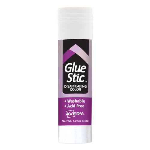 Avery Permanent Glue Stic, 1.27 oz, Applies Purple, Dries Clear