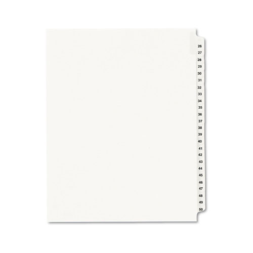 Avery Preprinted Legal Exhibit Side Tab Index Dividers, Avery Style, 25-Tab, 26 to 50, 11 x 8.5, White, 1 Set