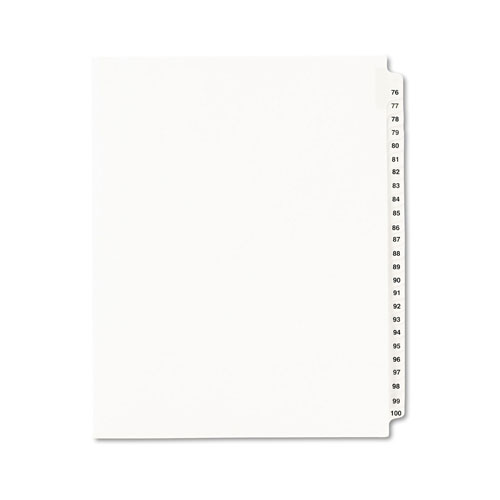 Avery Preprinted Legal Exhibit Side Tab Index Dividers, Avery Style, 25-Tab, 76 to 100, 11 x 8.5, White, 1 Set