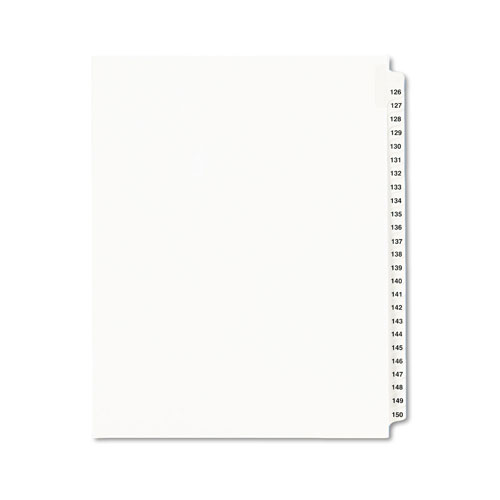 Avery Preprinted Legal Exhibit Side Tab Index Dividers, Avery Style, 25-Tab, 126 to 150, 11 x 8.5, White, 1 Set