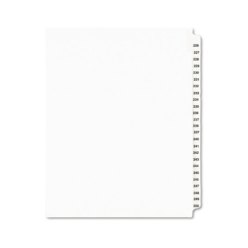 Avery Preprinted Legal Exhibit Side Tab Index Dividers, Avery Style, 25-Tab, 226 to 250, 11 x 8.5, White, 1 Set