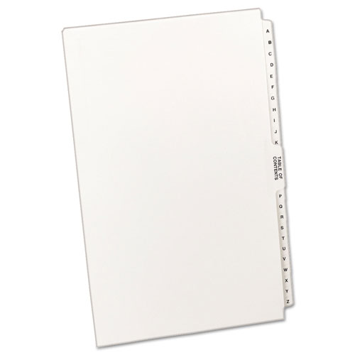 Avery Preprinted Legal Exhibit Side Tab Index Dividers, Avery Style, 27-Tab, A to Z, 14 x 8.5, White, 1 Set