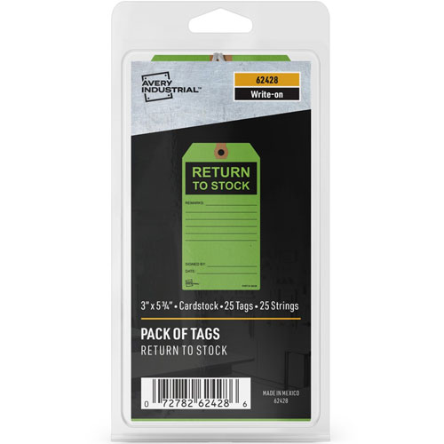 Avery RETURN TO STOCK Preprinted Inventory Tags - 5.75" Length x 3" Width - 25 / Pack - Card Stock - Green