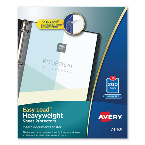 Avery Top-Load Poly Sheet Protectors, Heavyweight, Letter, Nonglare, 200/Box