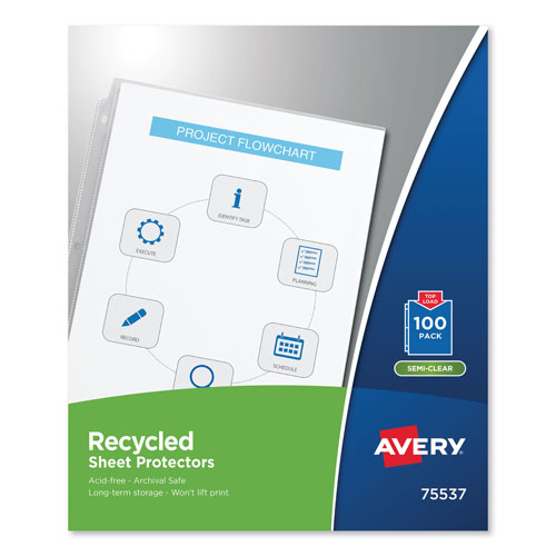 Avery Top-Load Recycled Polypropylene Sheet Protector, Semi-Clear, 100/Box