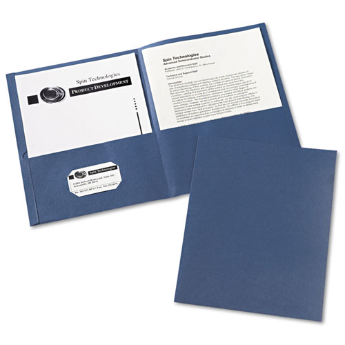 Avery Two-Pocket Folder, 40-Sheet Capacity, Dark Blue, 25/Box