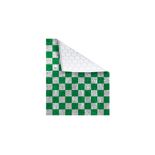Bagcraft Foil/Paper Honeycomb Insulated Wrap, Green Check, 10.5 x 13"