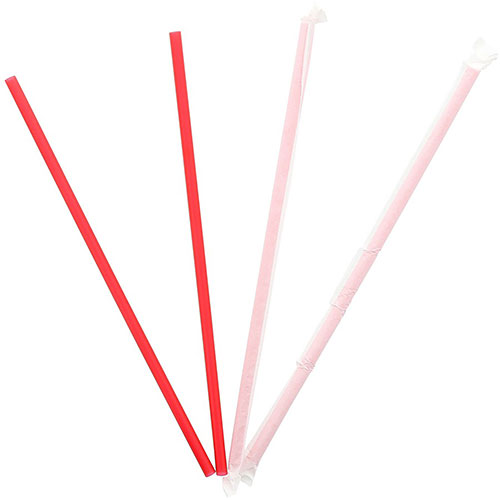 Banyan Giant Red Straws - Wrapped - 10.3", 1200 / Carton - Red
