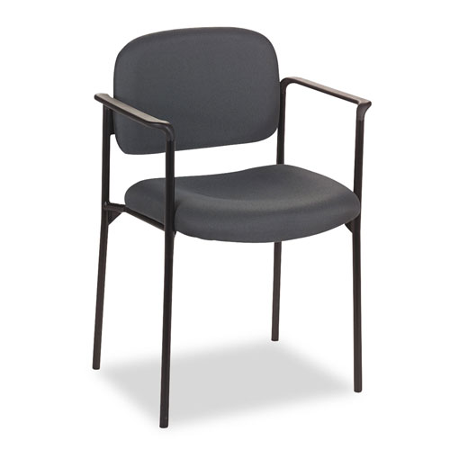 Basyx by Hon VL616 Stacking Guest Chair with Arms, Charcoal Seat/Charcoal Back, Black Base