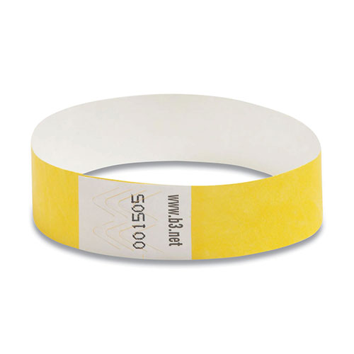 Baumgarten's Security Wristbands, 0.75" x 10", Yellow, 100/Pack