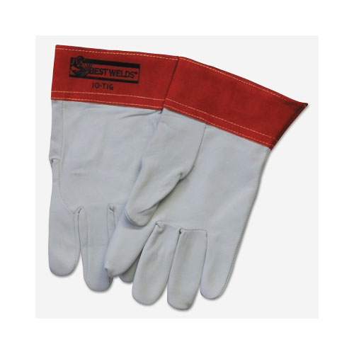 Best Welds 10-TIG Capeskin Welding Gloves, Medium, White/Red