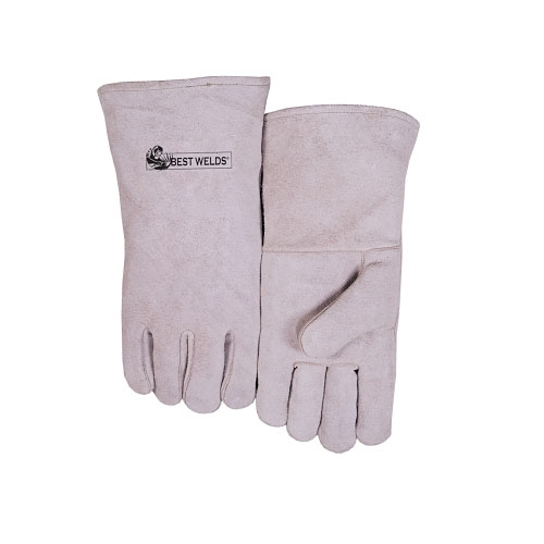 Best Welds Leather Welder's Gloves, Shoulder Split Cowhide, Large, Gray