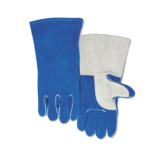 Best Welds Quality Welding Gloves, Split Cowhide, Large, Blue
