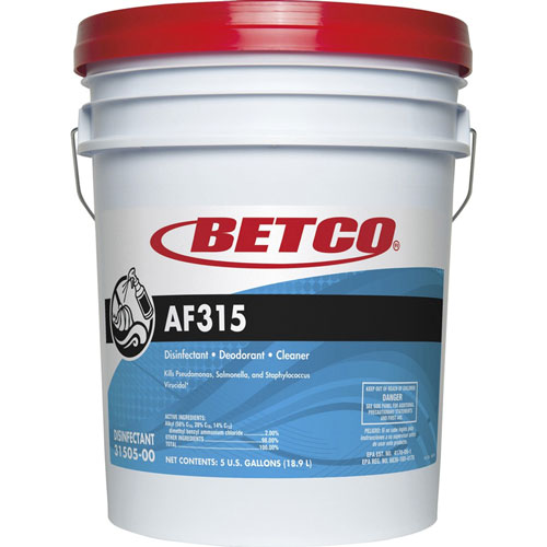 Betco AF315 Disinfectant Cleaner, 640 fl oz (20 quart), Citrus Floral Scent, 1 Carton, Turquoise