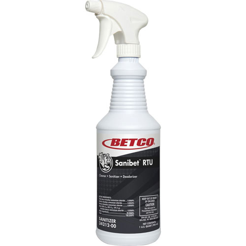 Betco Sanibet RTU Cleaner, Ready-To-Use Spray, 32 fl oz (1 quart), Yellow