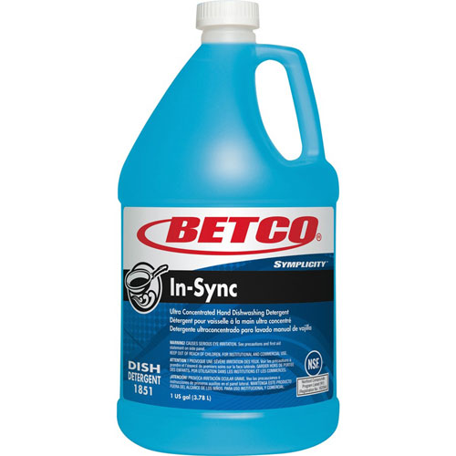 Betco Symplicity In-Sync Dishwashing Detergent - Ready-To-Use Liquid - 128 oz (8 lb) - Fresh Scent - 4 Case - Blue