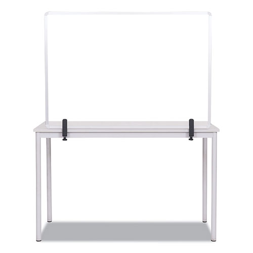 Bi-silque Visual Communication Product Inc Protector Series Glass Aluminum Desktop Divider, 40.9 x 0.16 x 27.6, Clear