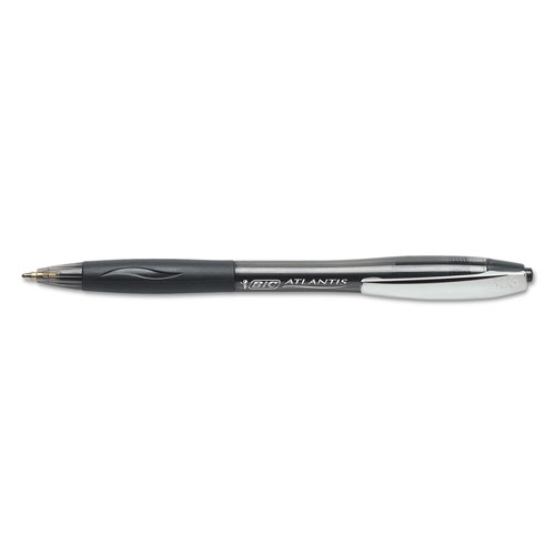 Bic Atlantis Retractable Ballpoint Pen, Medium 1mm, Black Ink/Barrel,  Dozen, BICVCG11BK