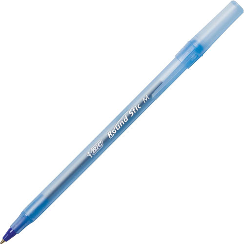Bic Ballpoint Pens, Stick, Med Point, 72/BD, Frost Barrel/Blue Ink