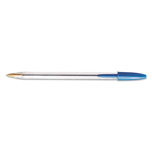 Bic Cristal Xtra Smooth Stick Ballpoint Pen, 1mm, Blue Ink, Clear Barrel,  Dozen, BICMS11BE