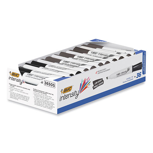 Bic Intensity Low Odor Dry Erase Marker, Broad Chisel Tip, Black, 36/Pack