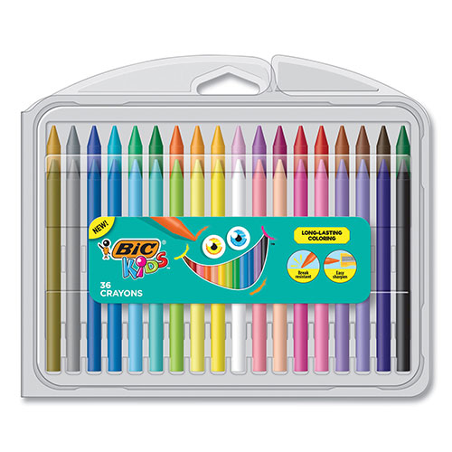 Bic Kids Coloring Crayons, 36 Assorted Colors, 36/Pack